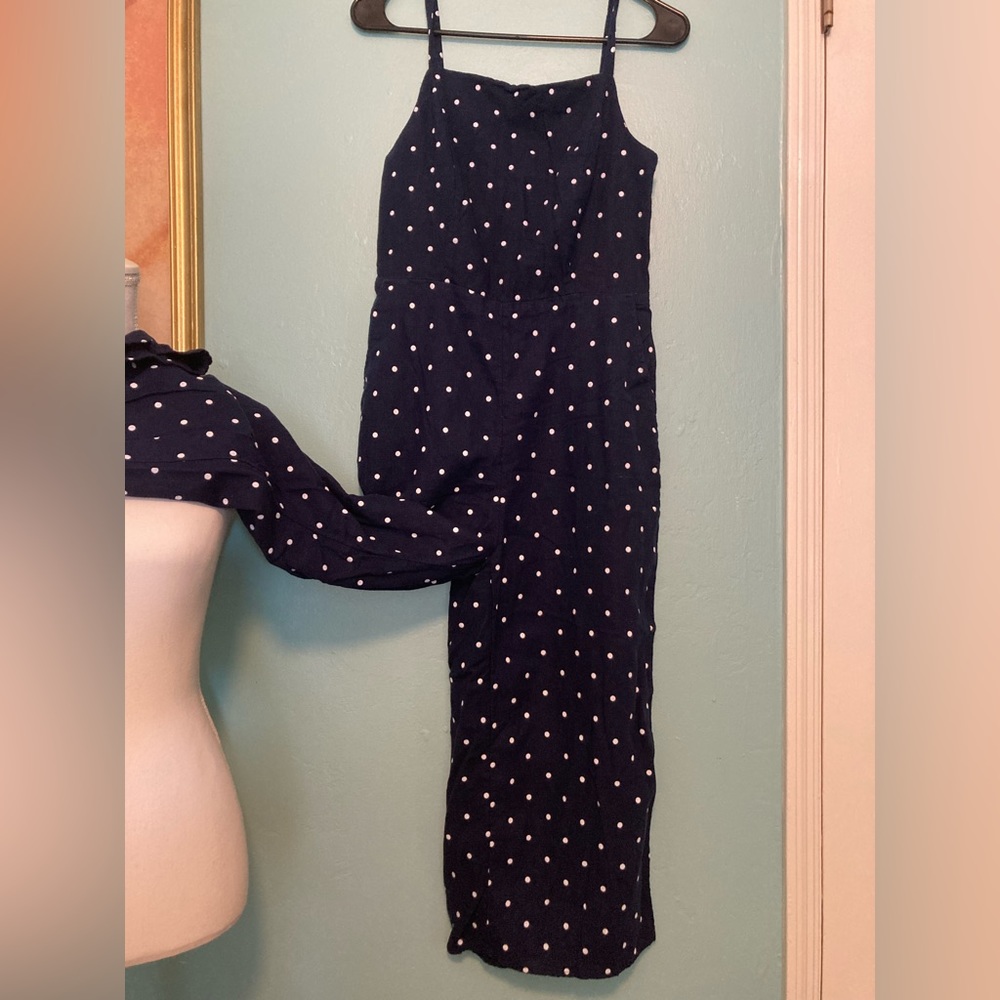 Old Navy Navy Blue Polka Dot Jumpsuit